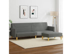 2-seater sofa bed with footrest, dark grey fabric ZRUO72072