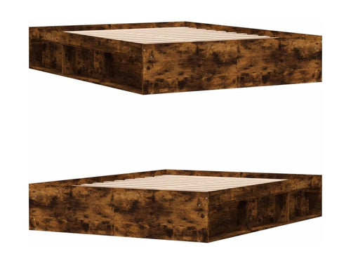 Smoked oak bed frame 140x200 cm UAQM15487