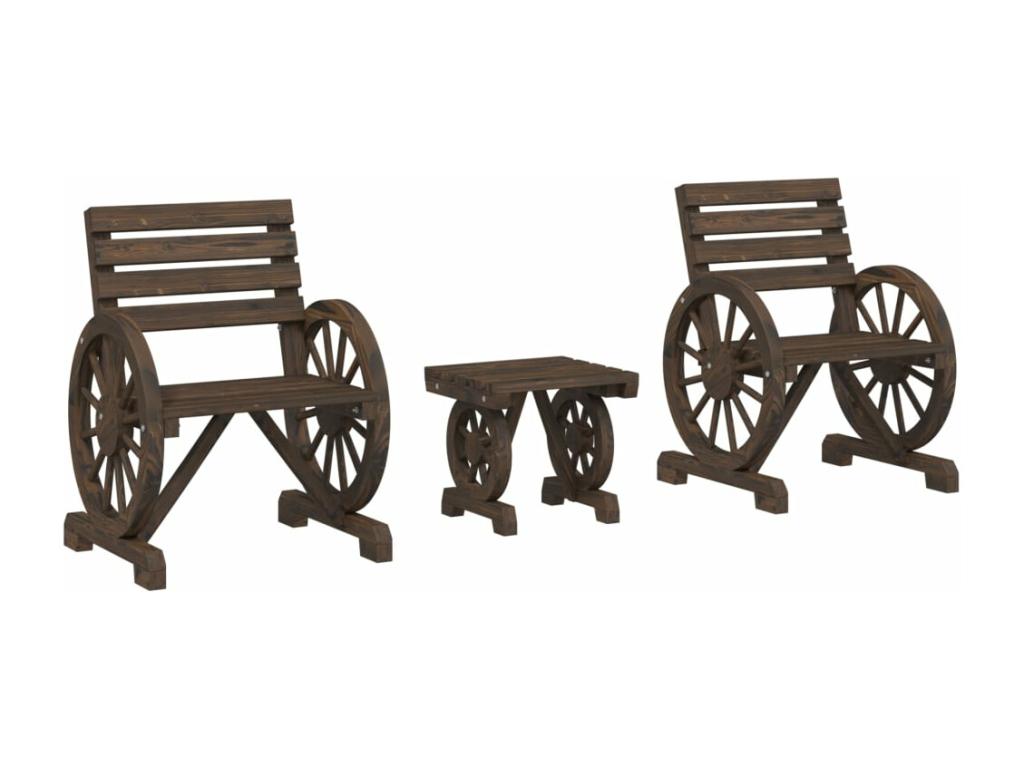 3-piece garden furniture set in solid fir wood CDTG92542