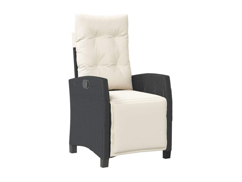 5-piece garden dining set with cushions, black woven resin HCQM95295