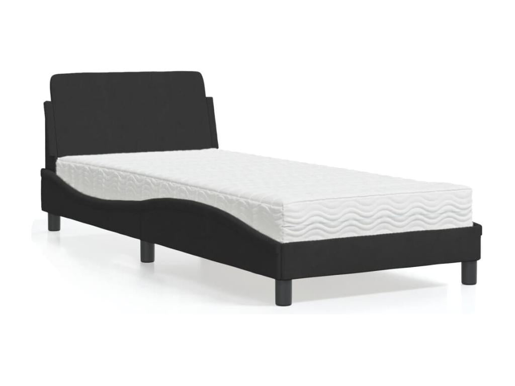 Bed with black mattress 90x190 cm velvet PEJH58842