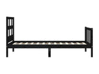 Black solid pine wood bed frame without mattress KKEM98636
