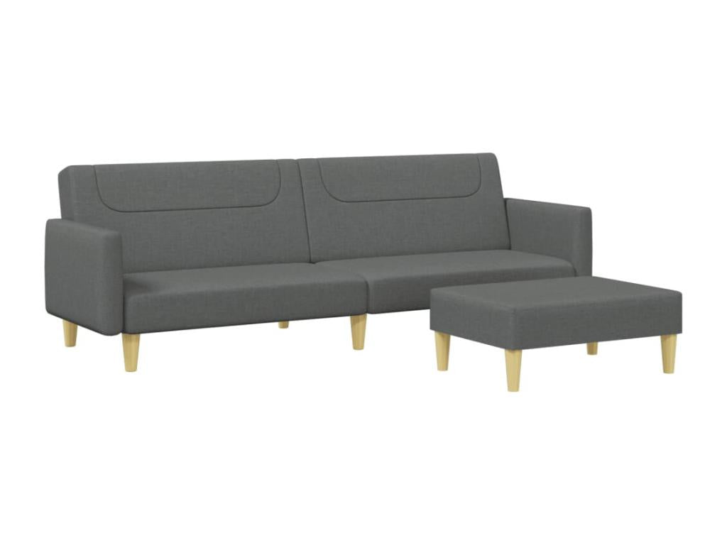2-seater sofa bed with footrest, dark grey fabric ZRUO72072