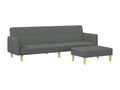 2-seater sofa bed with footrest, dark grey fabric ZRUO72072