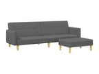 2-seater sofa bed with footrest, dark grey fabric ZRUO72072