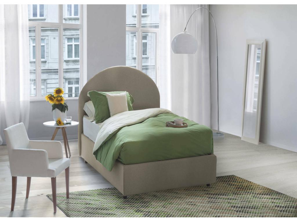Nobellea Single Bed with Storage, Eco-Leather Upholstery, Made in Italy, Front Opening, Suitable for 80x190 cm Mattress, Dove Grey, PJAX68125