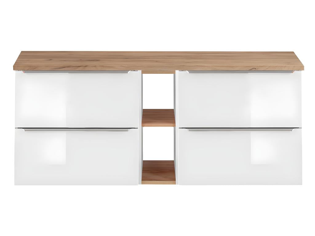 Dekonao 140cm Vanity Unit with 2 Niches, White and Wood, PDLL56567