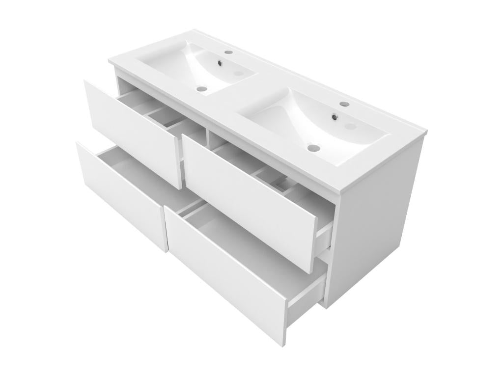 Bathroom vanity unit 120cm double sink with mirrored column, 3 colors, white STKC84141