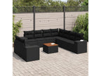 10-piece garden furniture set with cushions, black woven resin IRXT66103