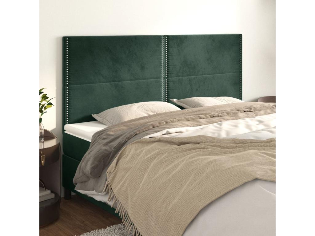 4-piece headboard set, dark green, 90x5x78/88 cm, velvet, WKNH19421
