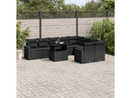 10-piece garden furniture set with cushions, black woven resin BJOL35720