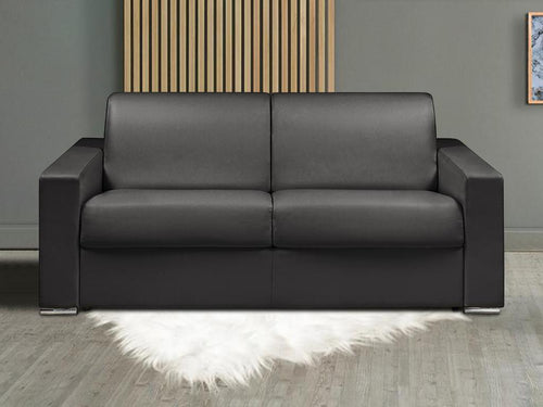 3-seater express convertible sofa in black faux leather - 140 cm sleeping area - 14 cm mattress Nobellea EQDQ20433