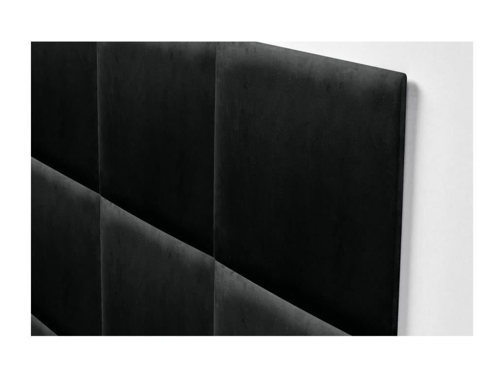 Nobellea Upholstered Headboard in High-Quality Nobelleaérieure Velvet, composed of interchangeable self-adhesive panels for bedroom, black, 145 cm, SDIP84867