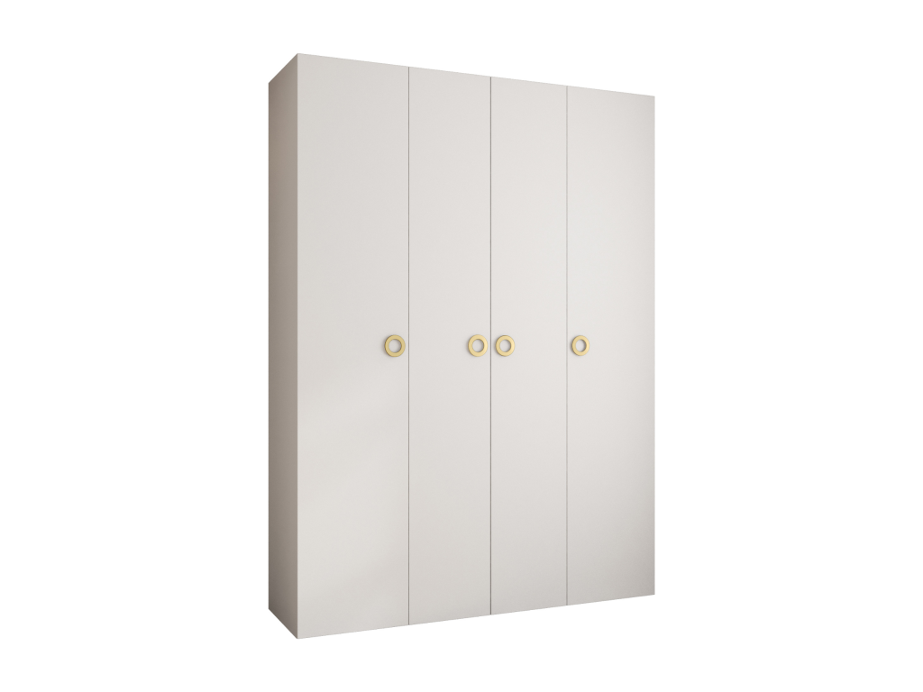 Dekonao 1 245.5/180/50 4-Door Hinged Wardrobe, White/Gold PPJX78237