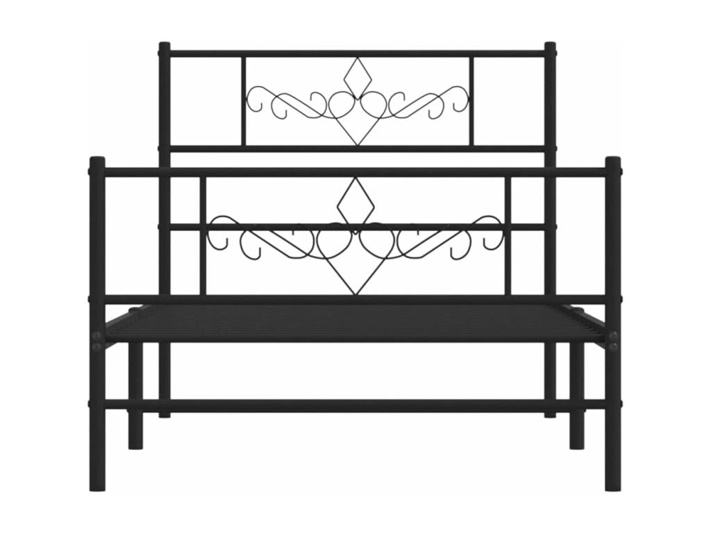 Metal bed frame with headboard and footboard, black, 75x190 cm, WLYK99714