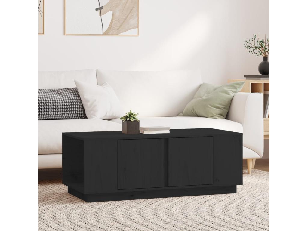 Black coffee table 110x50x40 cm Solid pine wood KKHN22539