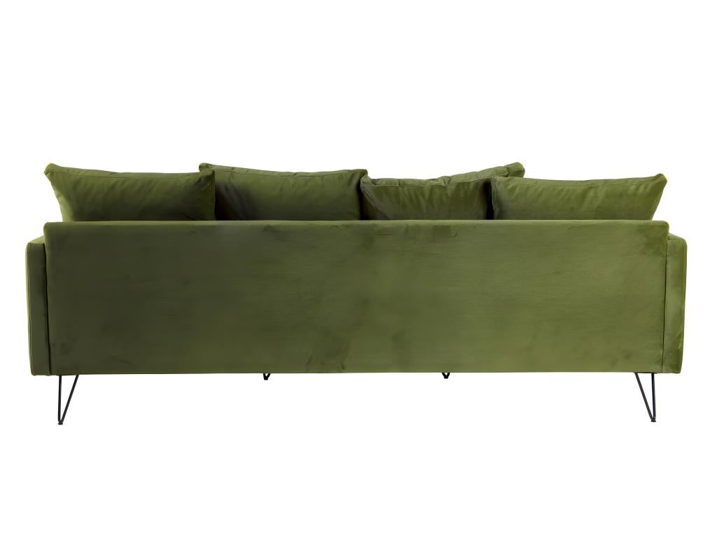 Nobellea - 4-seater velvet sofa with black hairpin legs - Olive green BHVZ72735