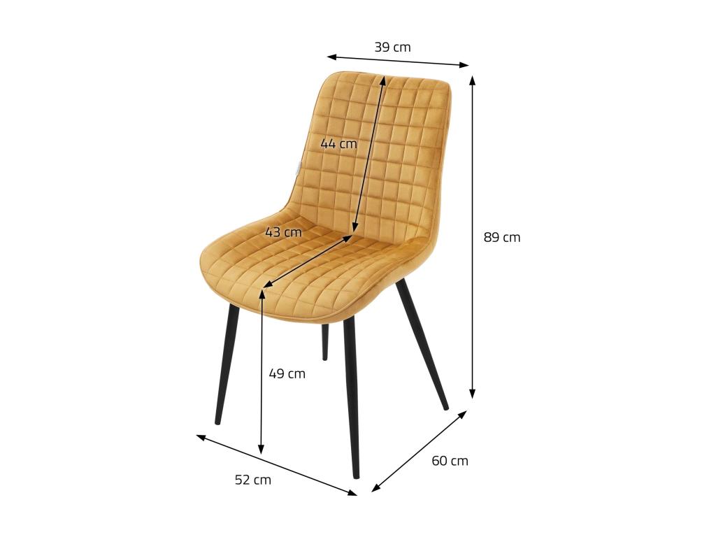 Set of 4 upholstered kitchen/dining chairs in mustard yellow velvet RJQY22611