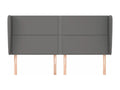 Headboard with wings, Grey, 183x23x118/128 cm, Faux Leather, IMKZ35564