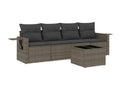 5-piece garden furniture set with grey resin wicker cushions JGRN94457