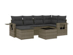 7-piece garden furniture set with cushions, grey woven resin ZNJH03285