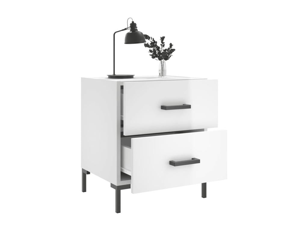 2-piece bedside tables, glossy white, 40x35x47.5 cm, ETGJ73383