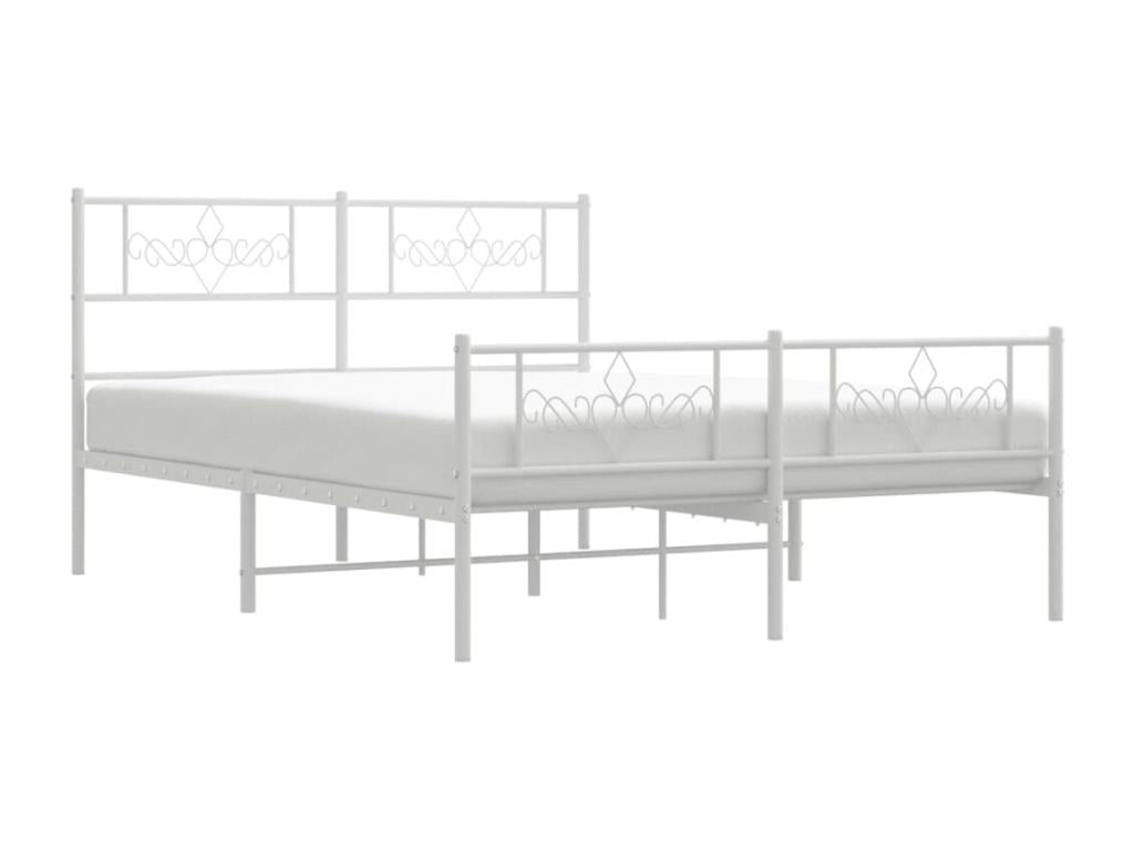 Metal bed frame with white headboard/footboard 140x200cm BOWX70636