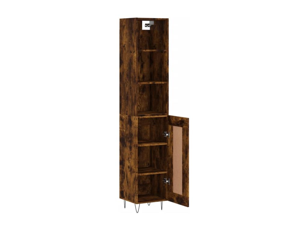 Tall sideboard, smoked oak, 34.5x34x180 cm, engineered wood, SLQS29667