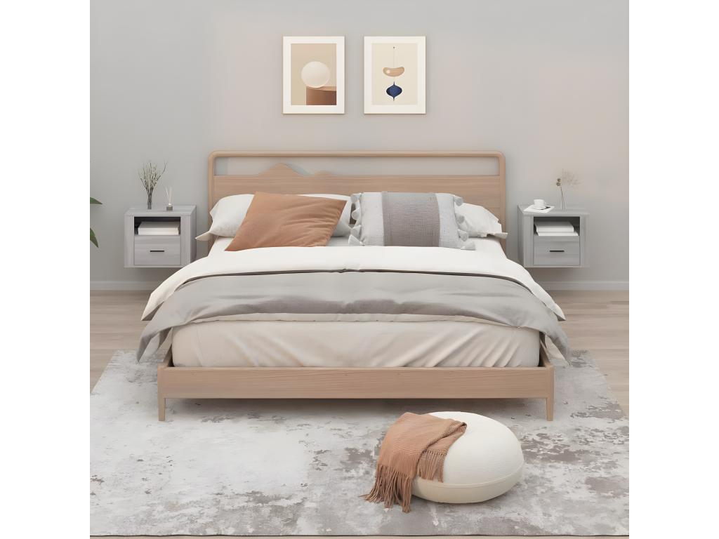 Nobellea 2-piece wall-mounted bedside tables, grey, 50x36x40 cm, YHOB35555