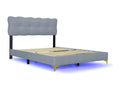 140x200cm velvet bed - with LED lighting and slatted base by Dekonao - Grey DLJK94842