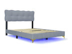 140x200cm velvet bed - with LED lighting and slatted base by Dekonao - Grey DLJK94842