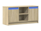 TV stand with LED lighting, Nobellea oak finish, 100x34x50 cm, engineered wood, DYON84792