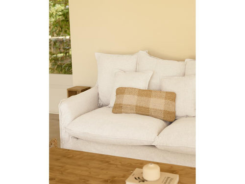 3/4 seater sofa in cotton and linen with removable cover, white color LYCA24186