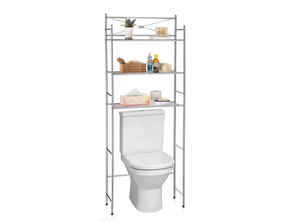 Dekonao bathroom shelf, storage unit above toilet or washing machine with 3 chrome metal shelves ZKXR69752