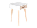 Dekonao - Set of 2 Square Bedside Tables with 1 Drawer, White and Wood OFVT95822