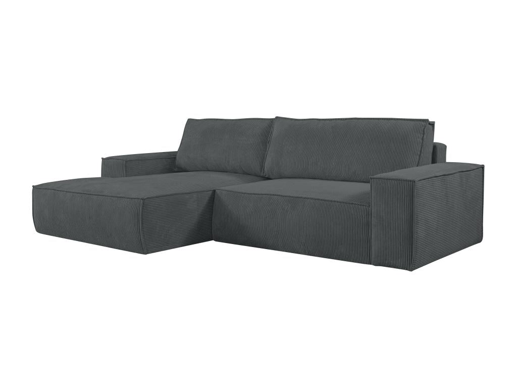 Dekonao DYAK49528 Left-hand corner convertible sofa in anthracite grey corduroy