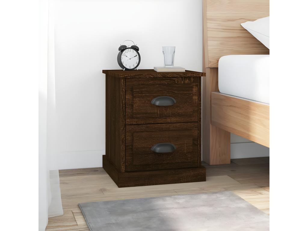 2-piece bedside tables, brown oak, 39x39x47.5cm, engineered wood, CZLK21127