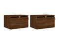 Wall-mounted bedside tables with LED lighting, 2 pcs, brown oak, VOVR83788