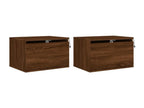 Wall-mounted bedside tables with LED lighting, 2 pcs, brown oak, VOVR83788