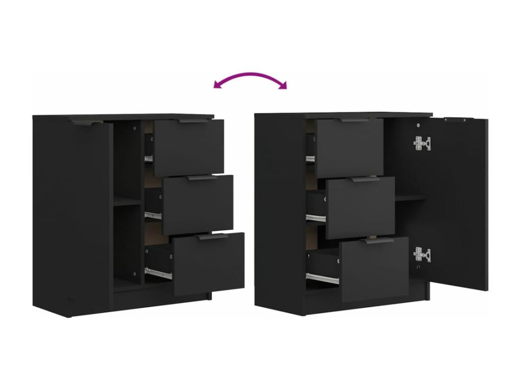 Black sideboard 60x30x70 cm engineered wood MFNM66096