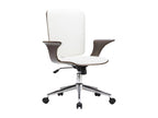 Swivel office chair, white faux leather and bentwood DRDU95557