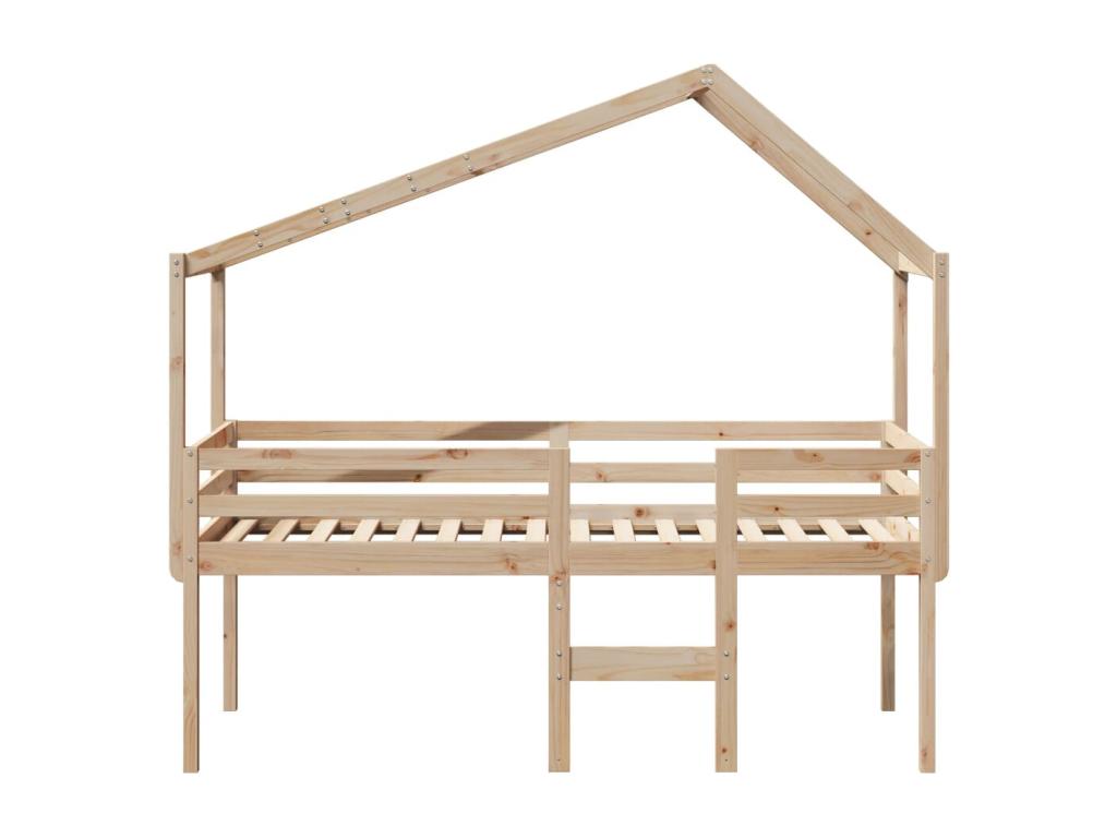 High bed with roof 75x190 cm solid pine wood WXZL19394
