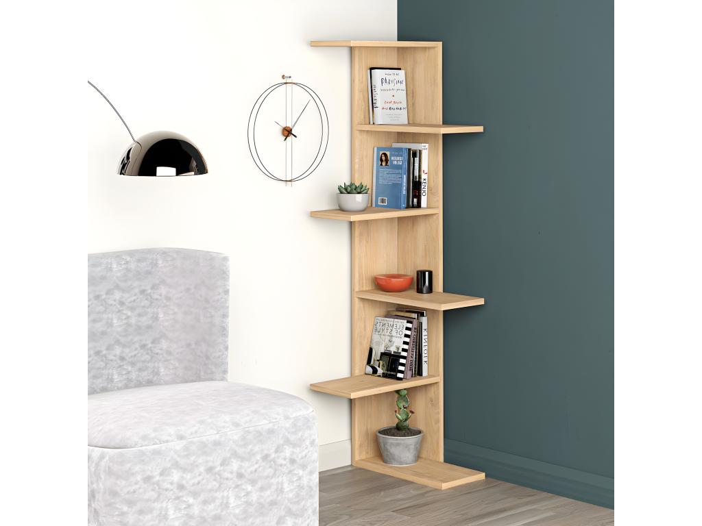Nobellea oak color bookcase wall shelf - L- 37 x D- 24 x H- 141 cm CRTV73367