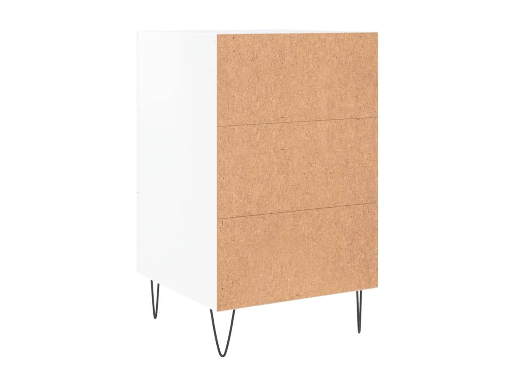 High-gloss white bedside table 40x40x66 cm engineered wood VEOW65812