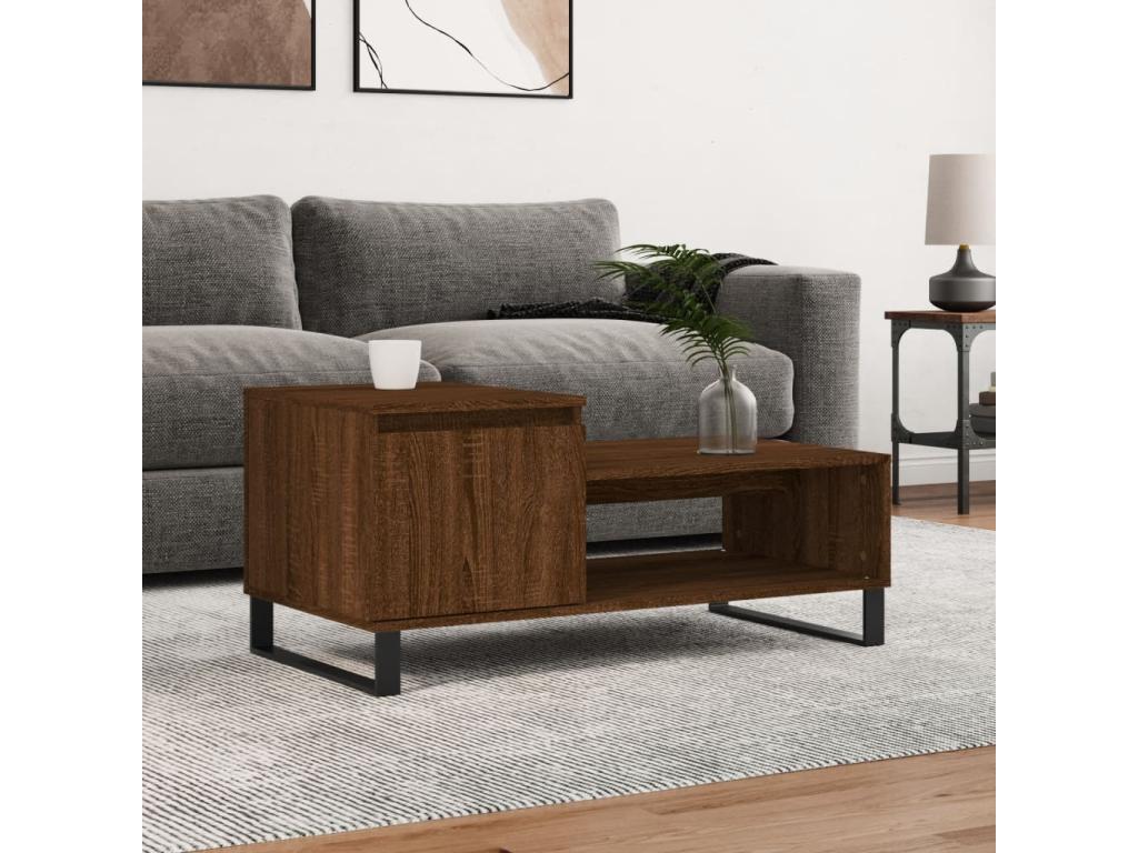 Coffee table, brown oak, 100x50x45 cm, engineered wood, SMZN58218