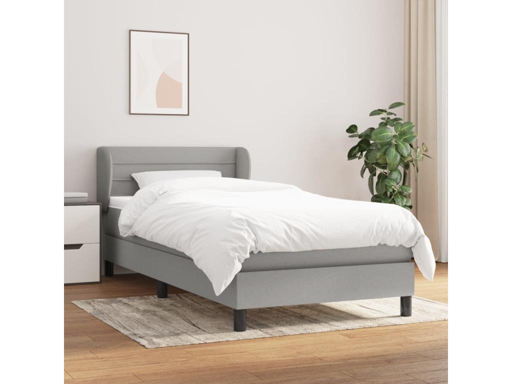 Nobellea bed base and mattress, light grey, 90x190 cm, fabric XFZB09543