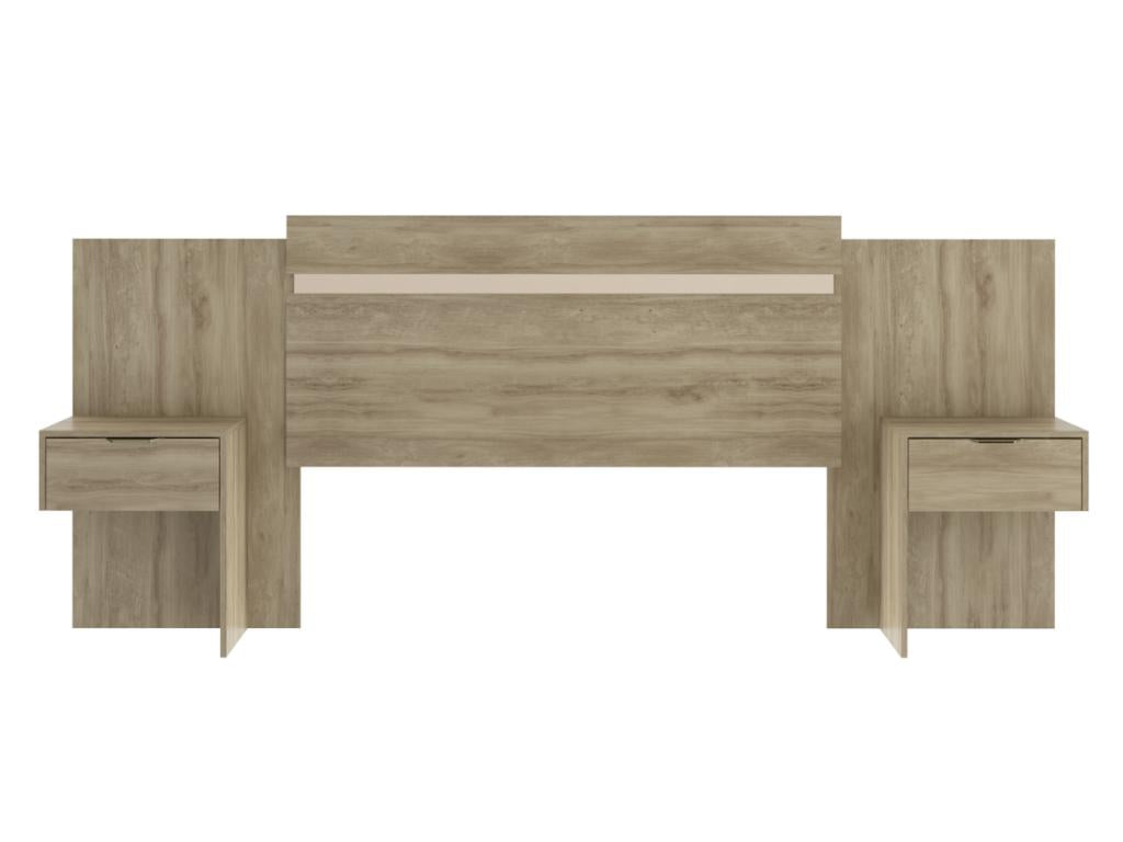 Extendable headboard with bedside tables - 140/160 cm - Natural color - Dekonao EGWP04161