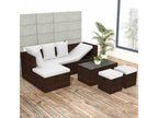 4-piece garden furniture set with cushions, brown woven resin, FKJZ16598