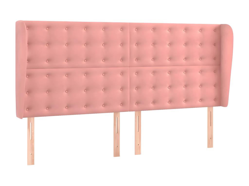 Headboard with wings, Pink, 163x23x118/128 cm, Velvet, TBDX95633