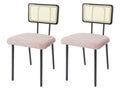 Set of 2 Nobellea-K88 dining chairs - armchair - wood, poly rattan, metal frame - pink fabric/textile ALUS32042